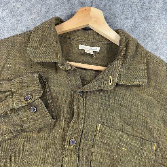 Carbon2Cobalt Other - Carbon 2 Cobalt Shirt Mens Medium Tall Green Cotton Long Sleeve Button Front